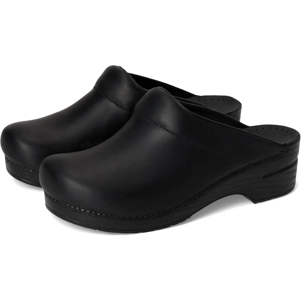 DANSKO Men's Karl Black Leather Professional Slip-on Clogs NIB